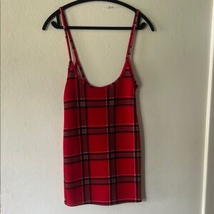 Red Plaid Sleeveless Dress
